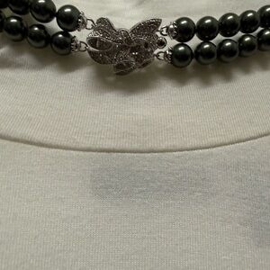 Nadri Black Pearl Necklace with Silver Clasp